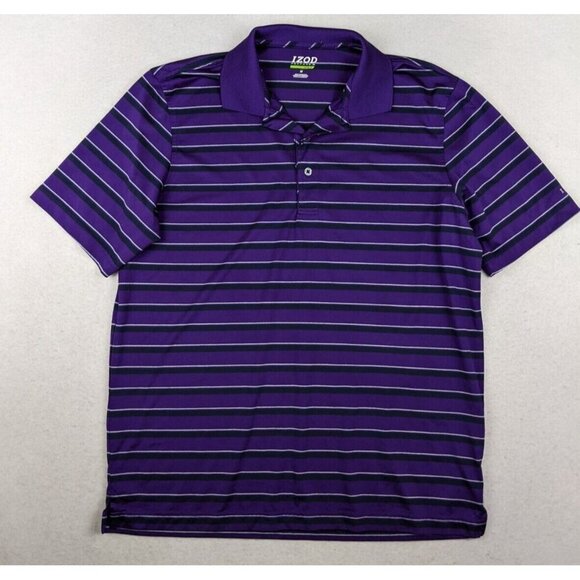 IZOD PERFORMANCE GOLF - MEN'S PURPLE STRIPED POLO SHIRT - SIZE M - Picture 1 of 7